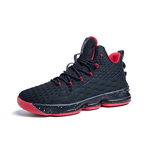 Zapatos Hombre Deporte de Baloncesto Sneakers de Malla para Correr Zapatillas Antideslizantes Negro Rojo Champán Verde Brillante 36-46 Negro Rojo 36