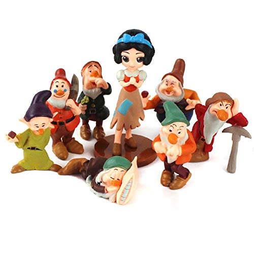 zdfgv 8 unids/Lote Princesa Blancanieves y los Siete enanitos Figura de Juguete Mini muñeca Modelo para niños 4-8 cm