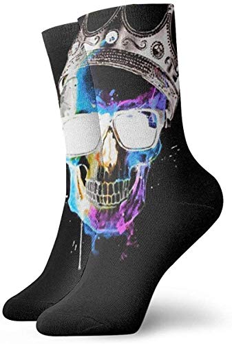 zhkx Novelty Funny Crazy Crew Sock Skull Tie Dye Face Wear Crown King Printed Sport Athletic Socks 30cm Long Personalized Gift Socks