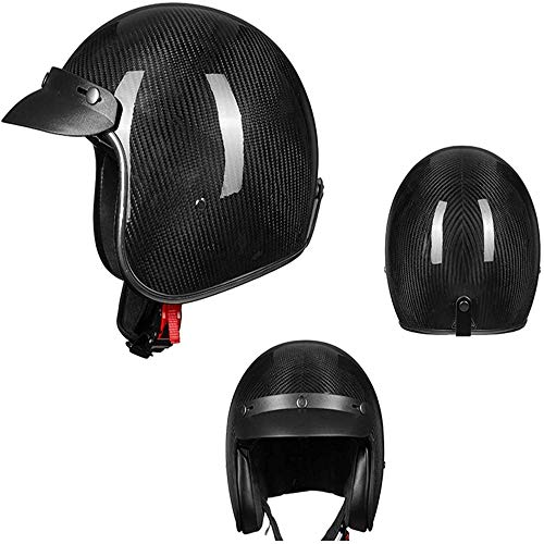 ZHXH Casco de motocicleta para adultos dot & ece Certified, Atv Scooter Cruiser Carbon Fiber Retro Safety Half Helmet (l, M, Xl, Xxl),