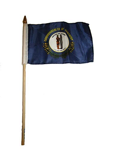 Zudrold Venta al por Mayor Lote de 3 6x9 6 'x9' Estado de Kentucky Bandera de Palo Personal de Madera Color Vivo y encabezado de Lona Resistente a la decoloración UV y Material de poliéster