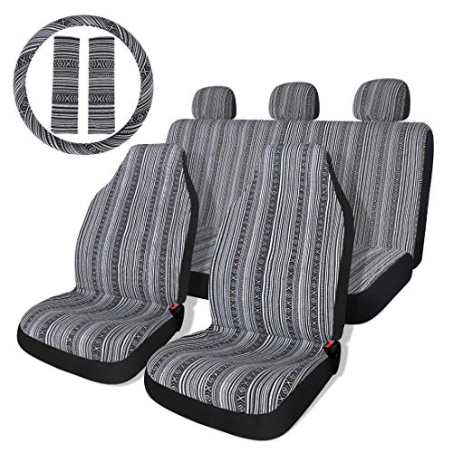 10pc rayas colorido cubierta del asiento baja azul sillín asiento Universal de tejido de manta, con volante cubierta delantera y trasera...