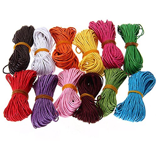 12 colores LEORX 10 m 1 mm cuerda encerada cuerdas para bricolaje hacer pulseras (color al azar)