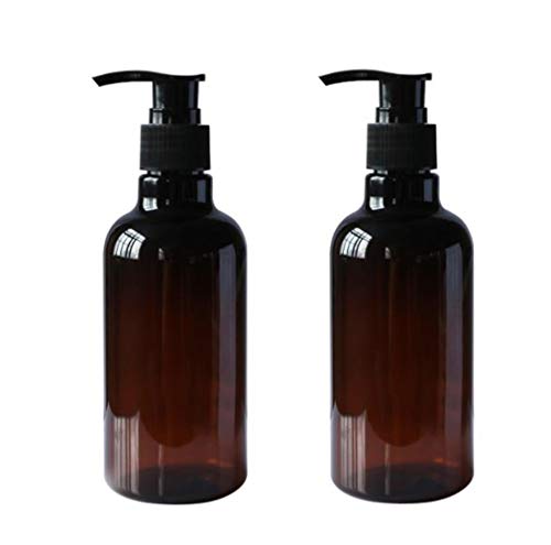 2 botellas de plástico vacías con dispensador de loción negra de 250 ml para maquillaje, cosméticos, baño, ducha, recipientes líquidos a prueba de fugas, 2 unidades