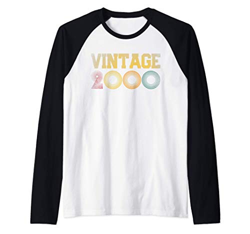 2000 21st Birthday Gift Vintage Retro Men Women 21 Years Old Camiseta Manga Raglan