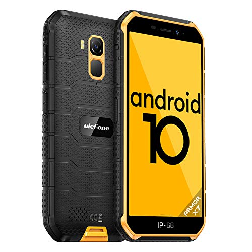 4G Móvil Resistente, Ulefone Armor X7 Android 10 Dual SIM Telefono Movil Antigolpes, IP68/69K Impermeable Smartphone, Cámara 13MP + 5MP, 2GB + 16GB (256GB SD) Teléfono Robusto, NFC, OTG (Amarillo)