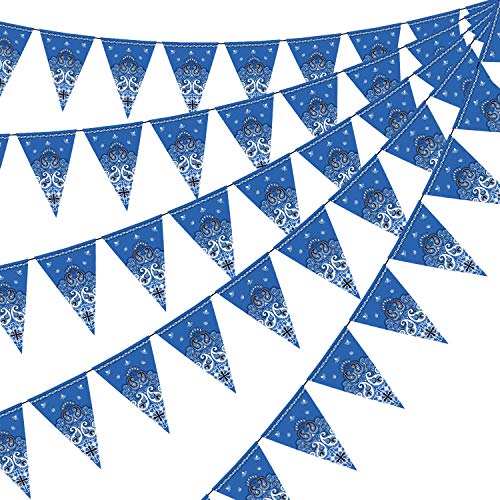 5 Paquete Bandera de Bandana, Accesorio de Fiesta del Salvaje Oeste para Decoración Temática de Fiesta del Vaquero Occidental, 7.4 x 10.8 Pulgada (Azul)