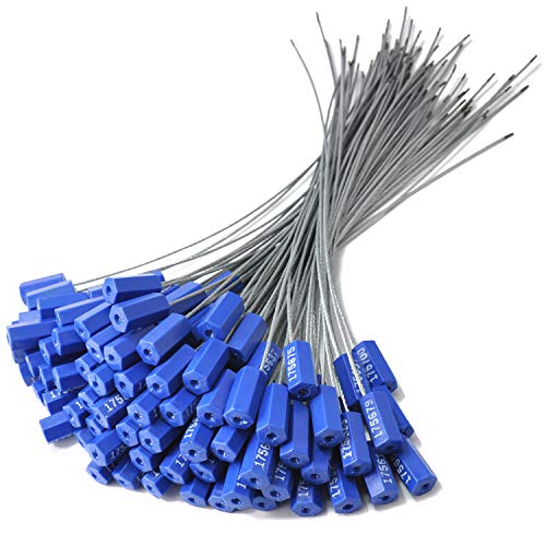 50 sellos de seguridad numerados para cables de acero a prueba de manipulaciones, etiquetas para cables de remolque (azul)