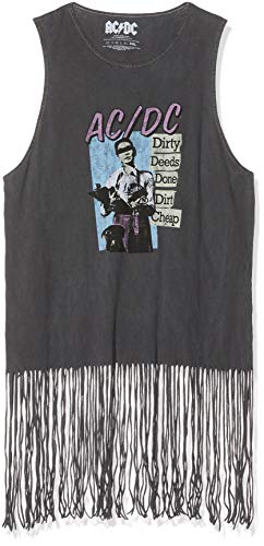 ACDC AC/DC Dirty Deeds Done Dirt Cheap (Tassels) Camiseta, Gris (Grey Grey), 38 (Talla del Fabricante: Medium) para Mujer