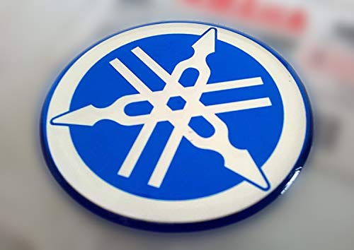 Adhesivos resinados con efecto 3D – Emblema Logo Sticker YAMAHA Kit de 2 piezas azul y blanco – para depósito o casco