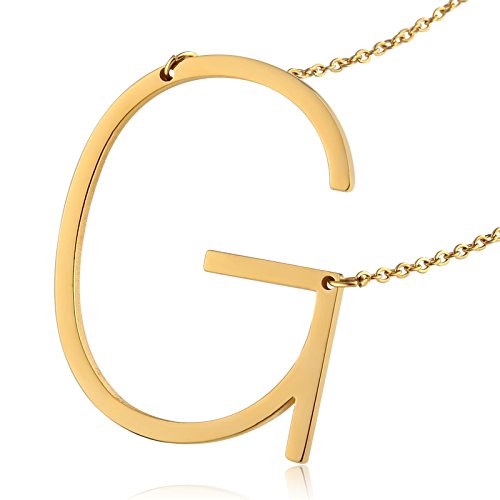Aeici Oro Collar para Hombres/Mujeres Diseño Unico Letra Mayúscula Forma de G Longitud:49.5Cm