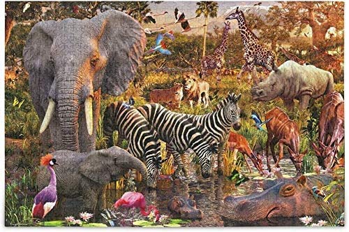 África Animal World Wood Jigsaw Juego educativo Juguetes de bricolaje Rompecabezas de madera Puzzle de 500 piezas Desafío y diversión para adultos Niños