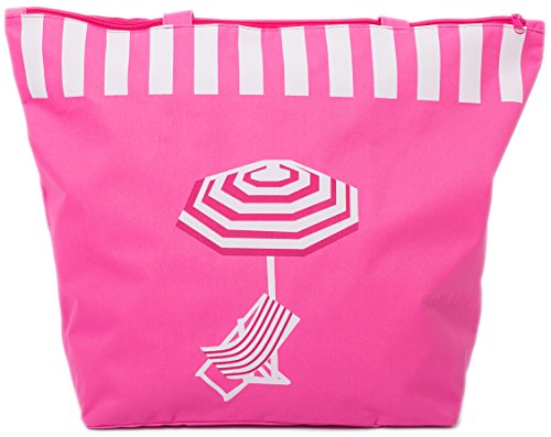 AIREE FAIREE Bolsa de Playa para Mujer Grandes Tote Bolso de Compras Diseño de Tumbona Paraguas