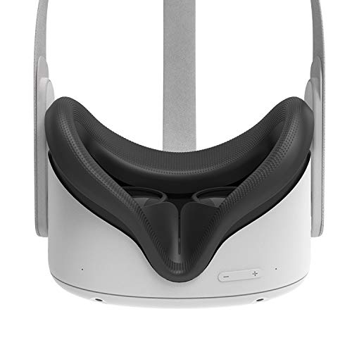 AMVR VR - Funda facial de silicona para auriculares Oculus Quest 2, resistente al sudor, impermeable, antisuciedad, cojín facial de repuesto (negro, 1 unidad)