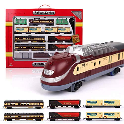 ANAN 55 Partes maquetas de Trenes, Locomotoras a Vapor con luz y Sonido, Tren Vapor eléctrico Longitud de Pista 370 Pulgadas, Locomotora para modelismo ferroviario, Juguete de Tren