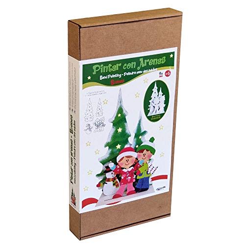 Arenart | Pack 4 Figuras de Amigos Navidad 20x35 | para Pintar con Arenas de Colores | Manualidades Infantiles | Decoración de Navidad en Familia | Pintar por números | +6 años
