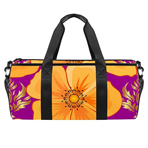 ASDFSD Bolsa de deporte con bolsa impermeable para viajes y fin de semana, color morado y naranja