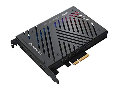 AVerMedia Live Gamer Capture Card Duo, 4Kp60 HDR Pass-Through, Ultra Baja latencia, PCIE, HDMI, Luz RGB para Nintendo Switch Xbox, PS4 - GC570D