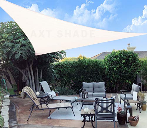 AXT SHADE Toldo Vela de Sombra Triangular 4 x 4 x 5,65 m, protección Rayos UV y HDPE Transpirable para Patio, Exteriores, Jardín, Color Beige