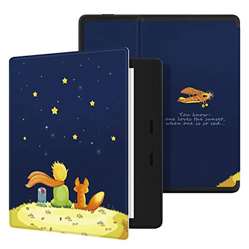 Ayotu Funda Colorida de para el Nuevo 7" Kindle Oasis (décima Gen, versión de 2019 y novena Gen, versión de 2017) Funda Impermeable de Cuero, activación / Reposo automático,KO The Boy and Fox