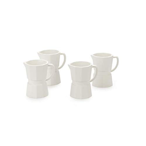 Balvi Set Tazas Espresso Moka Color Blanco Mate Conjunto de 4 Tazas de café en Forma de cafetera Italiana 60ml Cerámica 6,9 cm