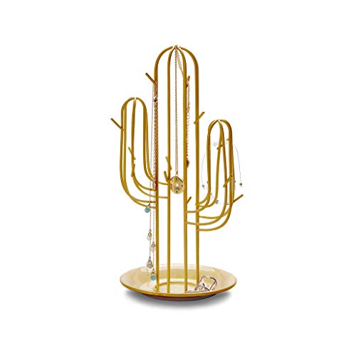 Balvi Soporte Joyas Cactus Color Dorado con Forma de Cactus Ideal para Pulseras, Collares y Anillos Hierro 27cm