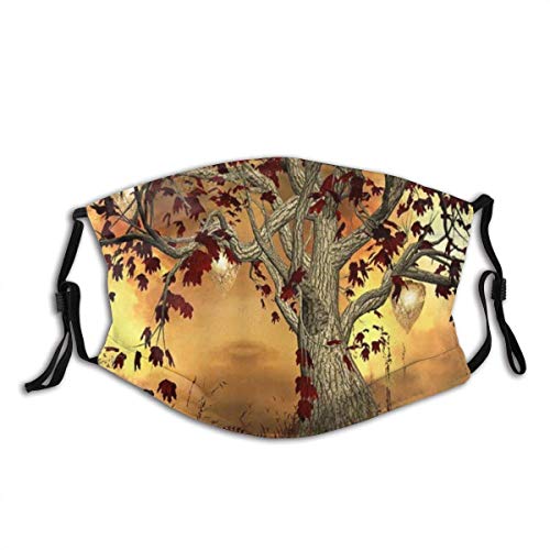 beautiful& Face Cover Magic Fairy Forest Nature Fantasy Life Tree with Butterflies Balaclava Reusable Mouth Bandanas Outdoor Neck Gaiter with 2 Filters 5.9x7.9 Inch(15 x 20 cm)