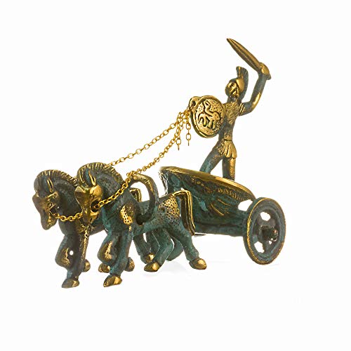 BeautifulGreekStatues Figura de escultura griega Aquiles Chariot Troyano de bronce sólido hecho a mano de 10,9 cm