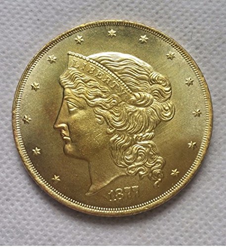 Bespoke Souvenirs Recuerdos a Medida RARA Antiguo USA Estados Unidos Chapado en Oro 1877 año $50 Great Fifty Moneda de dólar