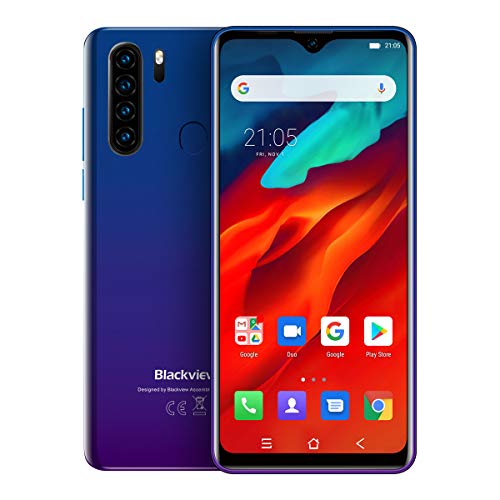 Blackview A80 Pro 4G Móviles 2020, Android 9.0 Smartphone Libres Face ID, 6,49 HD Display, 4GB +64GB, 4680mAh Batería Telefono Dual SIM, Móvil Libre 128GB TF Ampliable 13MP + 8MP (EU Versión) Azul