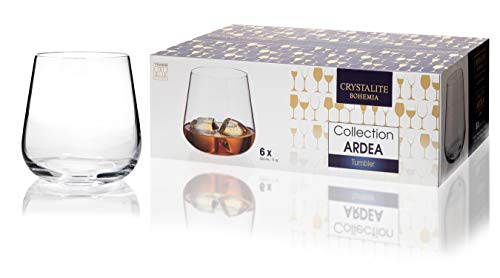 Bohemia Crystal - Juego de 6 vasos de vino, 320 ml para cualquier bebida fría, cristal sin tallo, color rojo o blanco, apto para lavavajillas, transparente