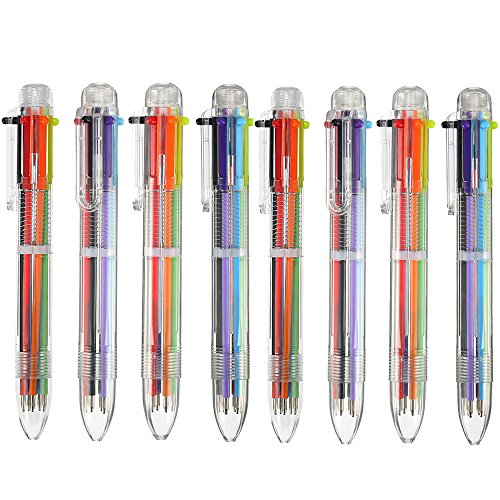 Bolígrafo Multicolor, 8 piezas 6-en-1 Bolígrafo Retráctil Transparente Rollerball Plumas Multicolores para Material Escolar Suministros Alumnos Regalo para Niños (6 Colores)