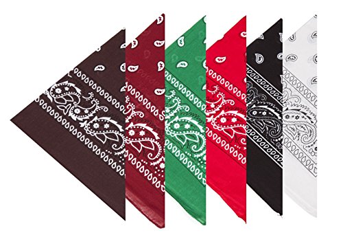 BOOLAVARD 100% algodón 1pcs, 6pcs o 12pcs paquete Bandanas con el color Original de patrón de Paisley de opción sombreros / pelo