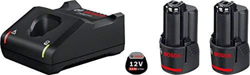 Bosch Professional GAL 12V-40 + GBA 12V - Cargador rápido + batería de litio (2 baterías x 2.0 Ah, 10,8V / 12V)