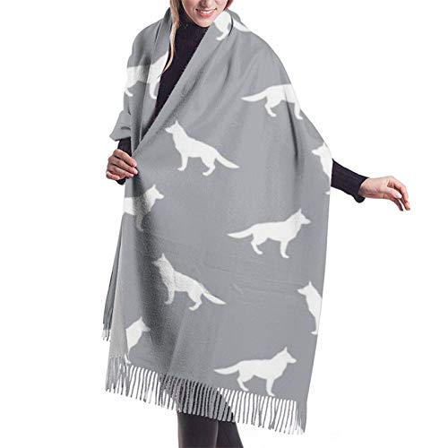 Bufanda de mujer otoño invierno German Shepherd Silhouette Dog Quarry Bufanda clásica Bufandas de chal de abrigo de manta grande suave cálida