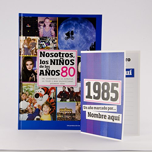 Calledelregalo Libro de tu año de Nacimiento, Libro de la década de los 80 con Tarjeta Personalizada - Regalo para cumpleaños - Otras Edades Disponibles