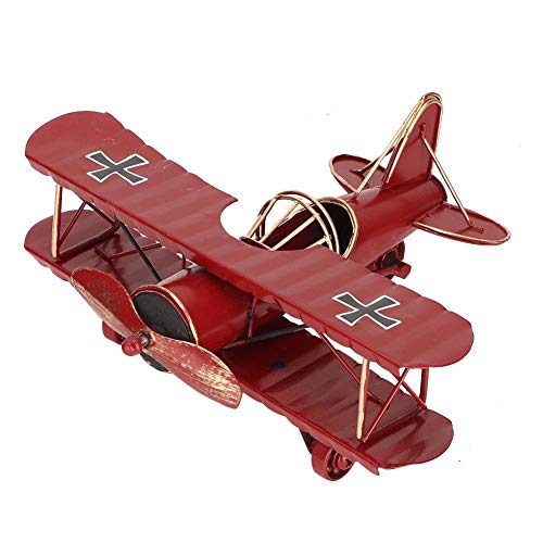 Caredy Avionetas de Metal Modelo Retro, Decoracion Vintage Mini Modelo del Aeroplano de Hierro Forjado Colgante Colgante Aviones Biplano Juguetes de Hojalata(Rojo)