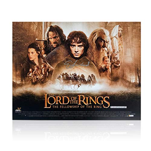 Cartel de El señor de los anillos firmado por Elijah Wood (Frodo Baggins)