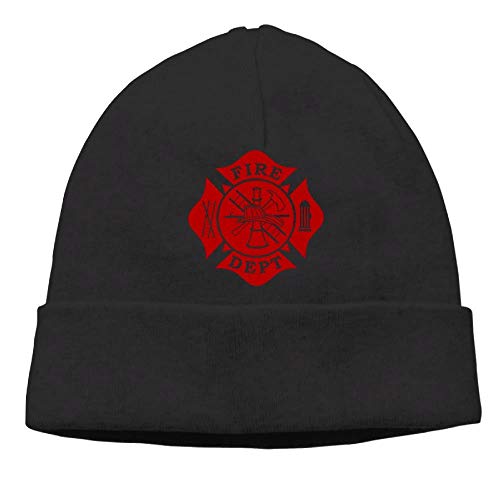 Ccsoixu Men's Fire Dept Maltese Cross Casual Style Travel Black Beanies Skull Hat