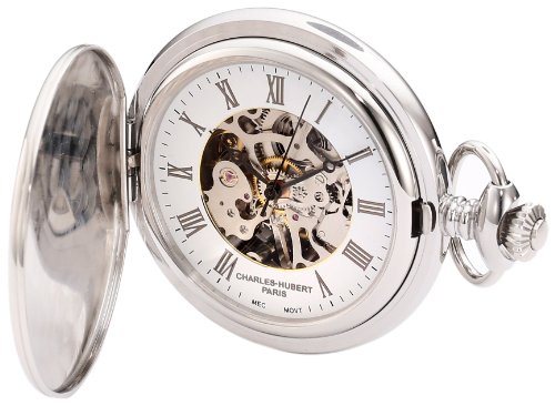 Charles-Hubert, Paris 3929 Premium Collection Reloj de Bolsillo mecánico de Acero Inoxidable