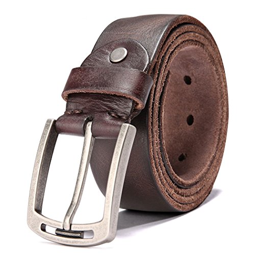 Cinturón de cuero HZHY para hombre, con hebilla antiarañazos, ideal para usar con vestimenta informal, vaqueros y ropa de trabajo, hombre, Type 1-2, 125cm ( Waist 39''- 44'' )