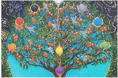 Colorful Chakras Tree of Life Artwork Spiral Galaxy Tree Life Fantasy Print Rompecabezas divertidos para adultos y niños-15.7 * 23.6 pulgadas-500 piezas