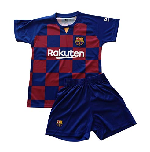 Conjunto Camiseta y pantalón 1ª equipación FC. Barcelona 2019-20 - Replica Oficial con Licencia - Dorsal Liso - Niño Talla 10