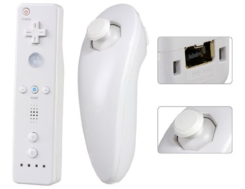 Controlador con Nunchuk adjunto de accesorios para Wii (Blanco)
