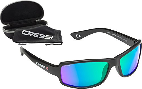 Cressi Ninja Floating - Gafas Flotantes Polarizadas para Deportes con una protección 100% UV Adultos Unisex, Negro/Lentes Verde Espejadas