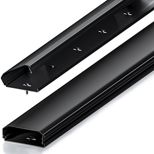 deleyCON Canaleta Universal para Cables y Líneas Aluminio de Primera Calidad Longitud 100cm Ancho 6cm Altura 2cm - Negro