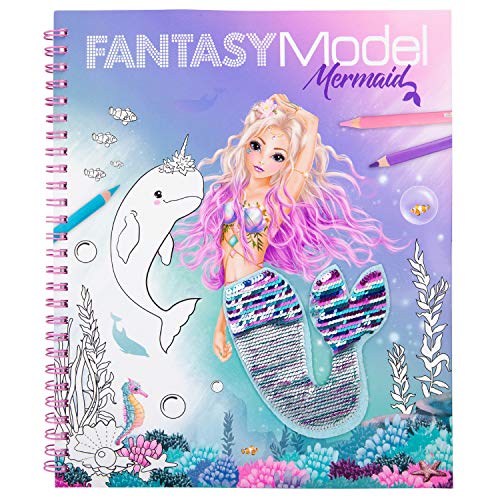 Depesche Libro para colorear con lentejuelas, Fantasy Model Mermaid, 20,5 x 24 x 1,5 cm aprox.