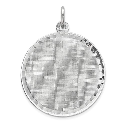 Disco de plata de ley 925 chapado en rodo, 22 mm, con diseño de Eng. Rnd pulido y parte trasera satinada, regalo para mujer