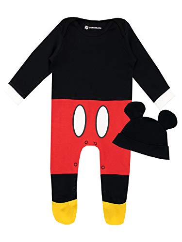 Disney Pijama Conjunto de Pijama Entera y Gorro para Niños Bebés Mickey Mouse Rojo 6-9 Meses