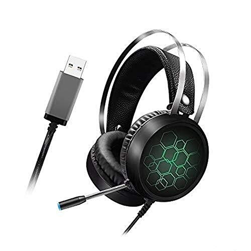 DKEE Sobre-Oído Auricular For Juegos Professional 7.1 Gamer Gaming Headset Surround Sound Conexión De Cable USB Auriculares con Micrófono For PC Ordenador Xbo-x For PS4 Luz RGB